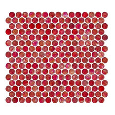 50 Most Por Mosaic Tile For 2018 Houzz Susan Jablon Mosaics 12 13 X11 5 Penny Round Red Iridescent Gl Tile