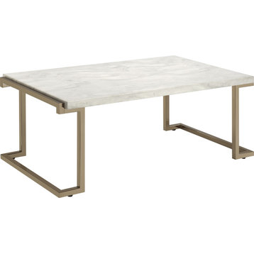 Boice II Coffee Table - Faux Marble, Champagne