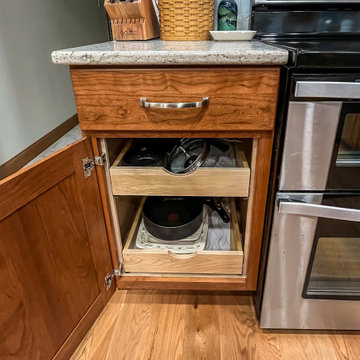 Cherry Cabinets with Pecan Stained Finish, Windemere Quartz Countertops