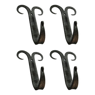 4 Coat Hat Robe Hooks Wrought Iron Black Scroll 5, - Traditional - Wall  Hooks - by Renovators Supply Manufacturing