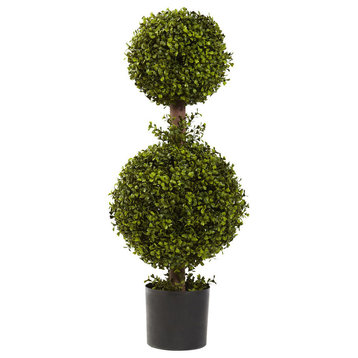 35" Double Boxwood Topiary, Green