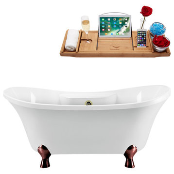 60" Streamline N900ORB-BNK Clawfoot Tub and Tray With External Drain
