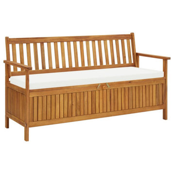 Vidaxl Storage Bench With Cushion 58.2" Solid Acacia Wood