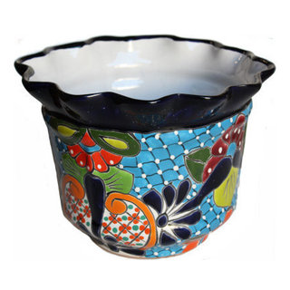 Duero Talavera Mexican Ceramic Pot - Mediterranean - Indoor Pots