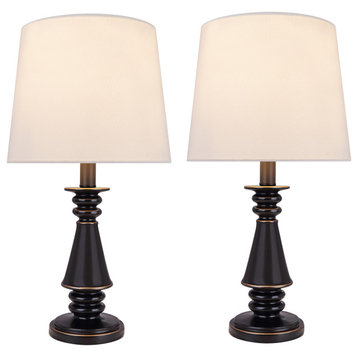 40225-12, Two Pack -18 3/4" Poly & Metal Table Lamp, Dark Brown Finish
