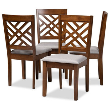 Baxton Studio Caron Wood Dining Chairs in Gray (Set of 4)