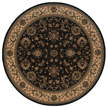 Aiden Traditional Vintage Inspired Black/Ivory Rug, 8' Round