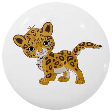 Baby Leopard Jaguar Ceramic Cabinet Drawer Knob