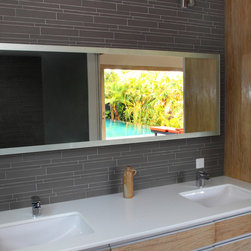 Island Stone Smoke Linear Glass Bath - Tile