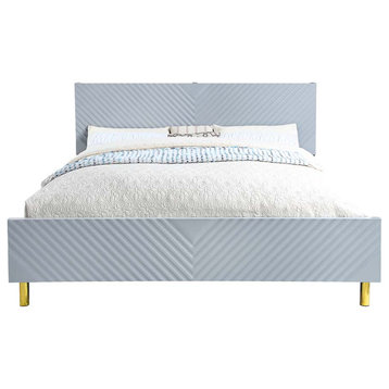 Acme Gaines Queen Bed Gray High Gloss Finish