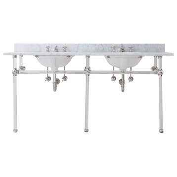 Empire 72" Wide Double Wash Stand, P-Trap, Countertop With Basin