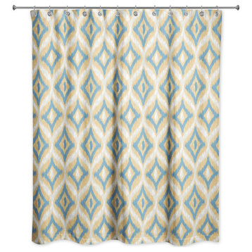 Blue and Yellow Ikat 71x74 Shower Curtain