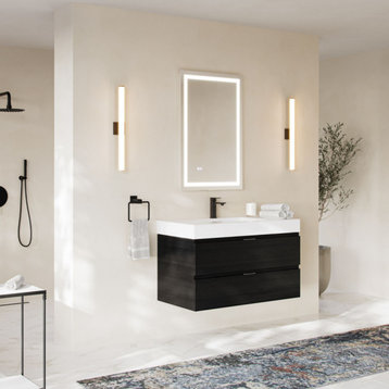 Boutique Bath Vanity, Black, 40", Single Sink, Wall Mount