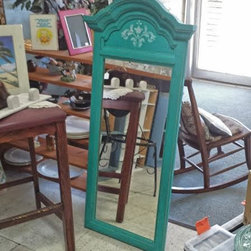 Teal Shabby Chic Mirror For Sale - Wall Mirrors