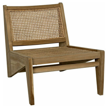 Noir Udine Relaxed Occasional Chair, Teak With Caning, 25" W