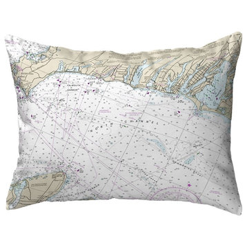 Betsy Drake Falmouth Harbor, MA Nautical Map Noncorded Indoor/Outdoor Pillow 16