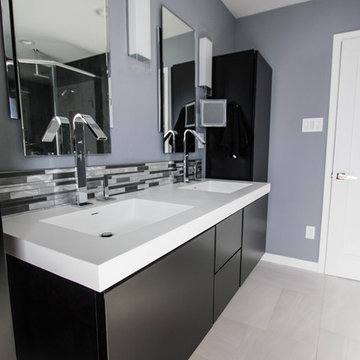 Black Sleek Wall-Hung Double Vanity