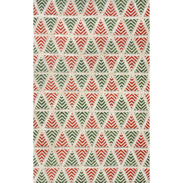 nuLOOM Raleigh High-Low Holiday Geometric Area Rug, Red 5' x 8'