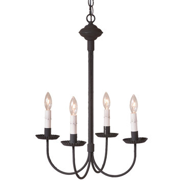 Grandview Chandelier,  4-Arm, Textured Black, Gray Candles