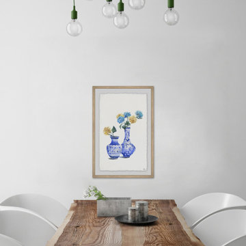 "Two Vases with Flowers" Framed Painting Print