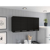TUHOME  120 Wall Cabinet Engineered Wood Cabinets in Black