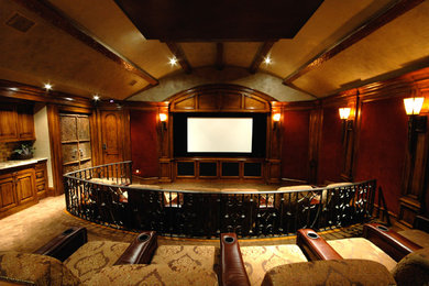 Design ideas for a traditional home theatre in Houston.