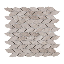 12.06"x12.06" Navi Mosaic Wall and Floor Tiles, White Wooden Marble, Set of 10 - Wall And Floor Tile