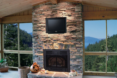 Inspiration for a rustic living room remodel in Other
