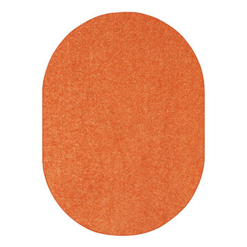 Color World Collection Way Solid Color Area Rugs Orange - 3' x 5' Oval