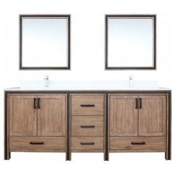 80" Double Sink Bathroom Vanity, Rustic Barnwood, Base Cabinet Only