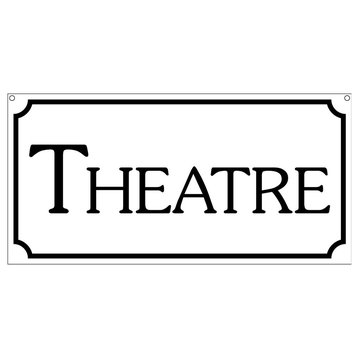Theatre, Aluminum Retro Cinema Stage Drive In Game Room Sign, 6"x12"