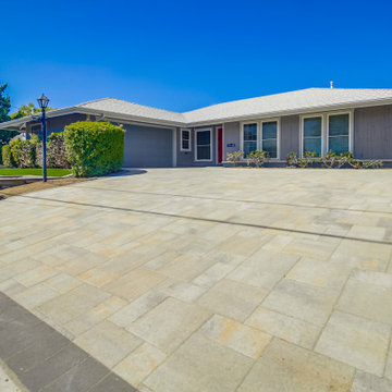 Front yard Remodel with Pavers, Walls, Artificial Grass, Planters & More