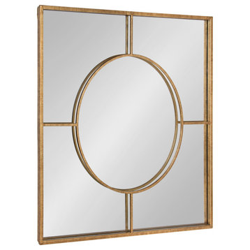Ansonia Modern Square Mirror, Gold 30x30