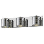 Z-lite - Z-Lite 911-3V-LED Three Light Vanity Sempter Chrome - Turn a modern bath space into a gallery-inspired showcase, framing a master or guest sink with the elegant look of this three-light vanity fixture. Crafted from shiny chrome finish cut glass, its trio of rounded shades reach an artistic height with meticulously cut horizontal lines.