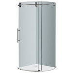 Aston - Orbitus 40"x40"x75" Frameless Round Shower Enclosure, Stainless, Left Open - The SEN980 Completely Frameless Round Shower Door Enclosure is a engineering masterpiece that will instantly upgrade the style and feel of your bath. Constructed of durable 8mm ANSI-certified tempered clear glass, 4-wheel industrial chic smooth sliding mechanism, stainless steel or chrome finish hardware, and premium clear leak-seal edge strips, the SEN980 is the optimal, beautiful choice for a corner shower renovation .