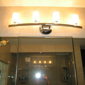 Marble and Custom Cabinetry Small Bathroom