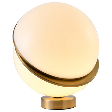 Gold Metal, White Acrylic Frame Ball Table Lamp