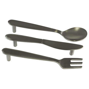 3 Pack Utensil Fork Knife Spoon Set 3-25/32" Centers Brushed Nickel Pulls
