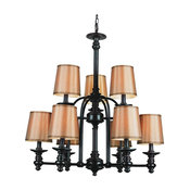 Nine Light Rubbed Oil Bronze Up Chandelier