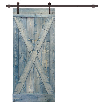 TMS X Series Barn Door With Sliding Hardware Kit, Denim Blue, 42"x84"