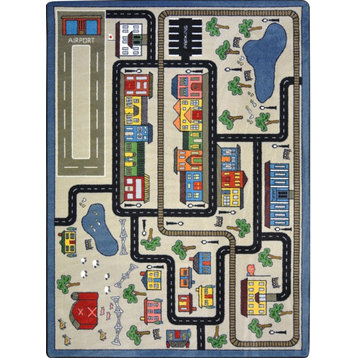 Kid Essentials Rug, Tiny Town, Pewter, 5'4"x7'8"