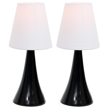 Valencia Color 2-Pack Mini Touch Table Lamps Set With Fabric Shade, Black White