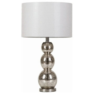 Coaster Contemporary Metal Table Lamp with Drum Shade in Silver