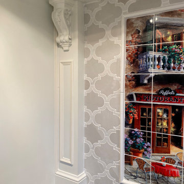 Traditional White Inset Cabinets with AMAZING Ceiling detail.