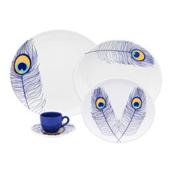 Oxford Porcelains - Oxford Loop Porcelain Dinnerware Set, Peacock Collection, 20 Pieces - Dinnerware Sets