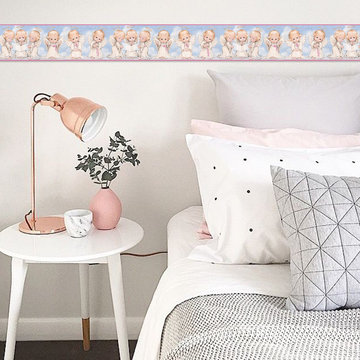 Angel Kids Baby Wallpaper Border for Cottage Kitchen Bathroom Living Room, Roll