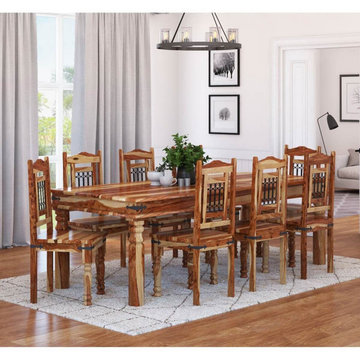 Dallas Classic Solid Wood Rustic Dining Room Table and Chair Set