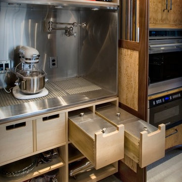 Fitted Kitchen; Stainless Steel Cabinet Interiors
