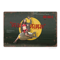 Special Delivery Pinup Bomber Metal Sign | Tin Signs | RetroPlanet.com - Novelty Signs