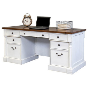 Atlin Designs Executive Wood Desk in Weathered White